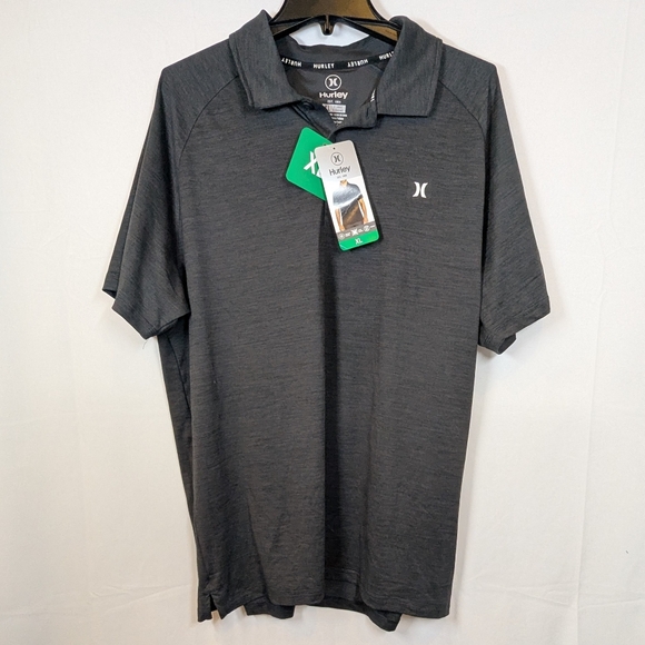 Hurley Men's Stretch Moisture Wicking Charcoal Performance Polo Shirt, XL - Picture 2 of 5